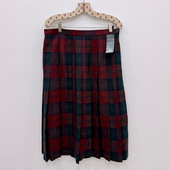 Meigle Scottish 100% pure new wool Red Green Tartan Watch Plaid skirt New Sz 16 - Picture 1 of 7